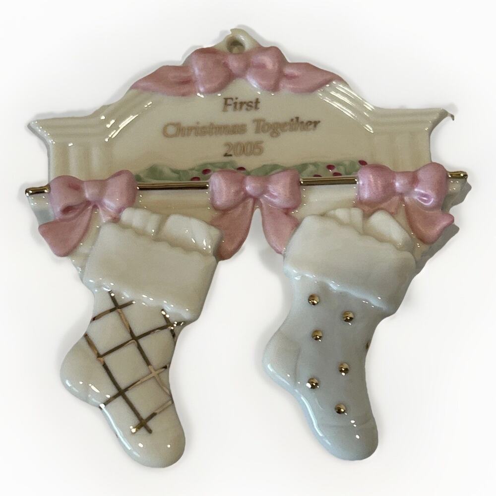LENOX 2005 OUR 1ST CHRISTMAS TOGETHER Fireplace Mantel Stocking Ornament NIB